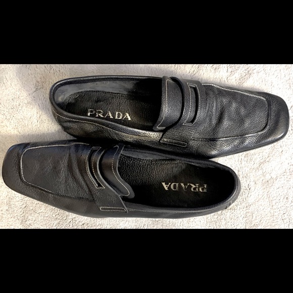 Men’s Prada Black Leather Loafers, 10, VGUC!